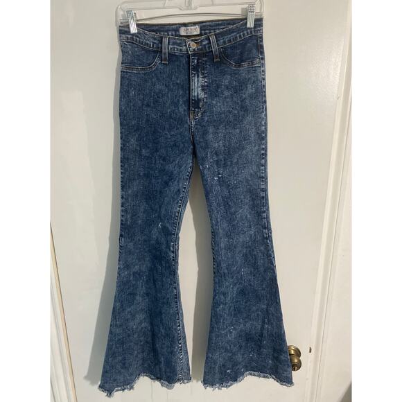 Judy Blue bell bottom flare jeans women’s 30 blue acid wash stretch retro hippie - Picture 1 of 5